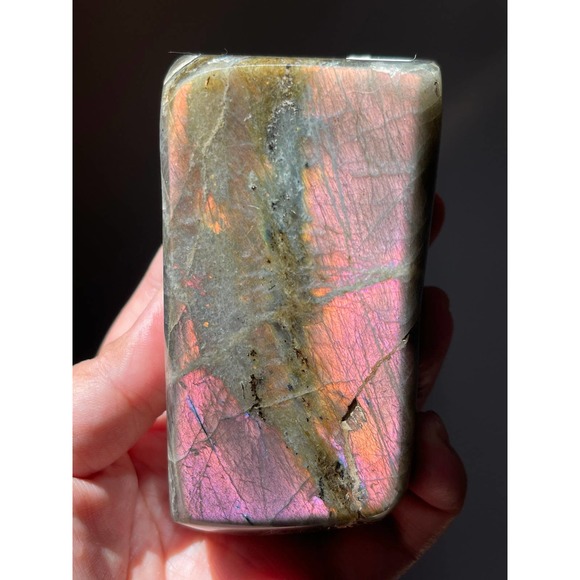 Purple Pink Sunset Labradorite Freeform | Double Sided Flashy Labradorite - Picture 7 of 9
